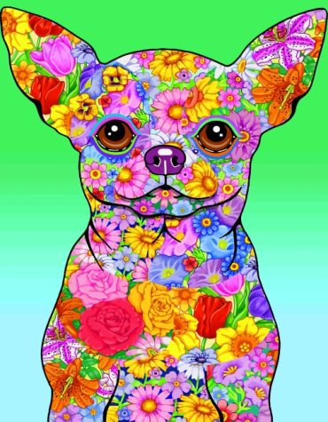 Colorful Chihuahua Flowers Paint By Numbers