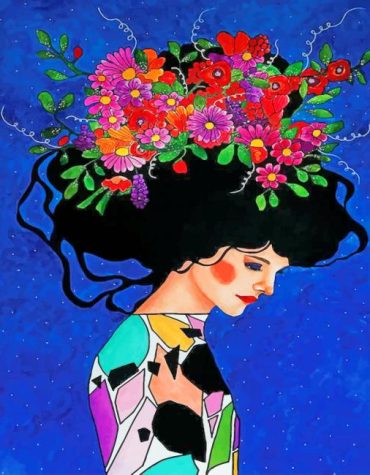 Floral Girl in Bloom Paint By Numbers