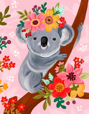 Floral Koala Animal Paint By Numbers