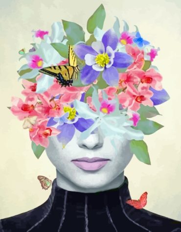 Floral Woman with Butterflies Paint By Numbers