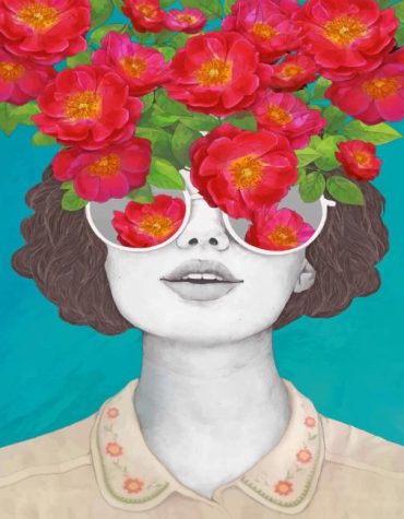 Floral Girl Glasses Paint By Numbers