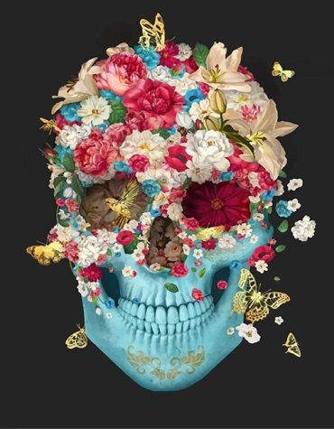 Skull Flowers Abstract Paint By Numbers