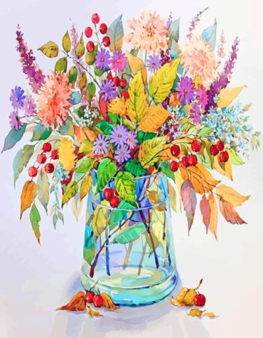 Colorful Flowers Vase Paint By Numbers