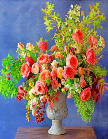 Colorful Flowers Vase Paint By Numbers