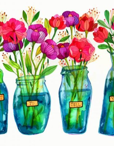 Floral Glass Bottles Paint By Numbers