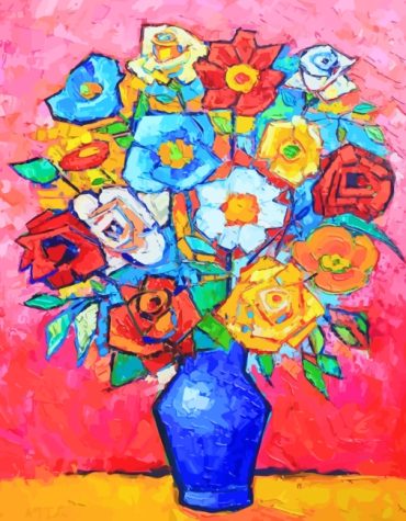 Colorful Flowers Vase Paint By Numbers