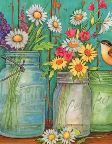 Birds and Flowers in Jars Paint By Numbers