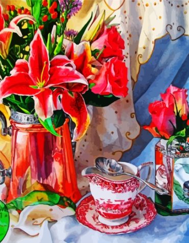 Floral Vase and Teacup Paint By Numbers