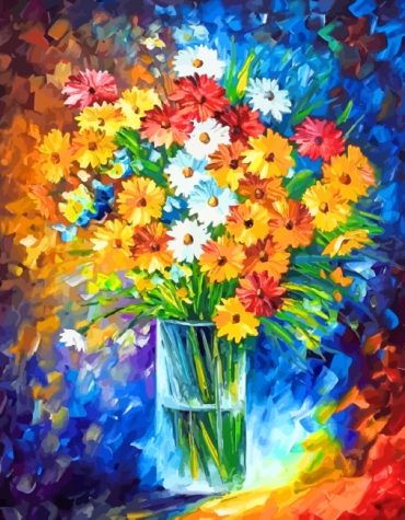 Colorful Flowers Vase Paint By Numbers