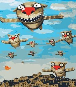 Majestic Flying Cats Paint By Numbers