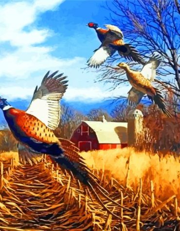 Flying Pheasant Birds Paint By Numbers