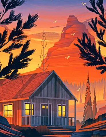 Log Cabin Scenery Paint By Numbers