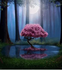 Enchanted Pink Forest Paint By Numbers
