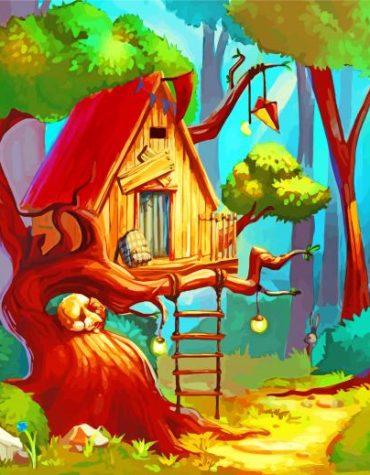 Tree House Escape in Nature Paint By Numbers