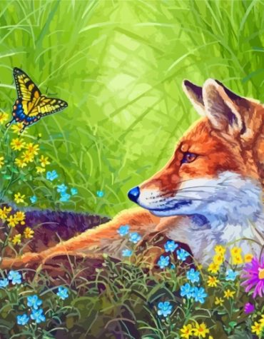 Fox and Butterfly Art Paint By Numbers