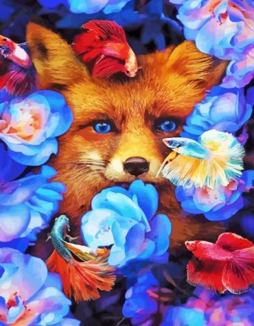 Red Fox and Fish Paint By Numbers