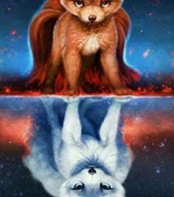 Fox and Wolf Animal Reflection Paint By Numbers