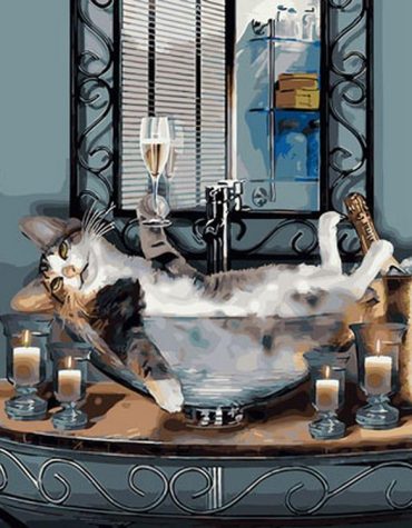 Cat Fun with Champagne Paint By Numbers