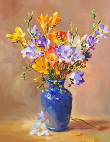 Freesia Blue Vase Paint By Numbers