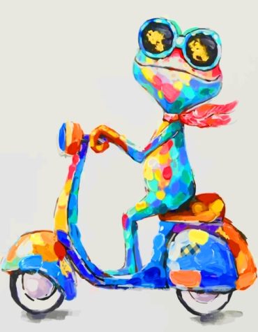 Frog on Vibrant Vespa Paint By Numbers