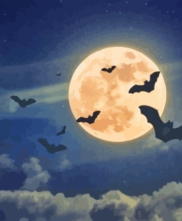 Full Moon Bats Silhouette Paint By Numbers