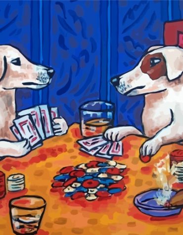 Gambling Dogs Playing Cards Paint By Numbers