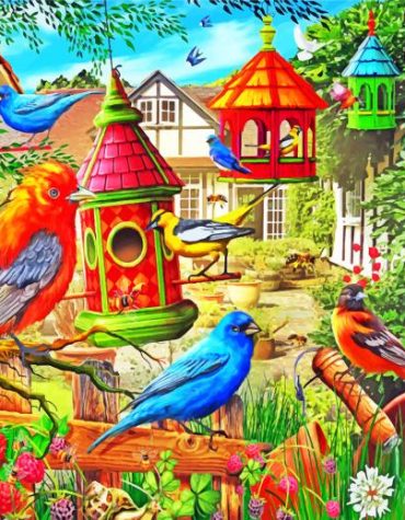 Bluebirds and Cardinals Paint By Numbers