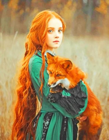 Ginger Girl and Fox Paint By Numbers