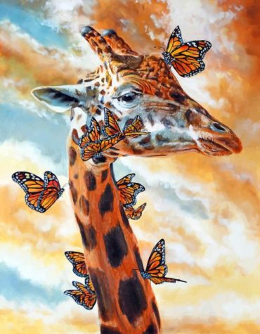 Giraffe and Butterfly Safari Paint By Numbers