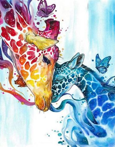 Giraffe and Baby Colorful Paint By Numbers