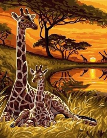 Giraffe Duo Animal Paint By Numbers