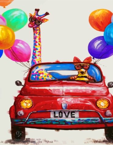 Giraffe and Dog Adventure Paint By Numbers