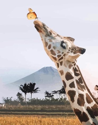 Giraffe and Butterfly Art Paint By Numbers