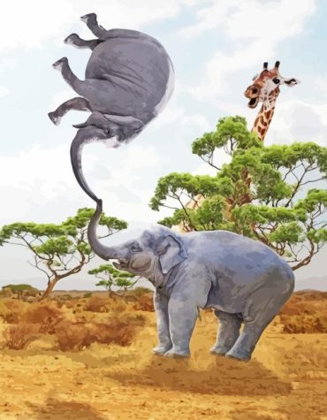 Giraffe and Elephant Paint By Numbers