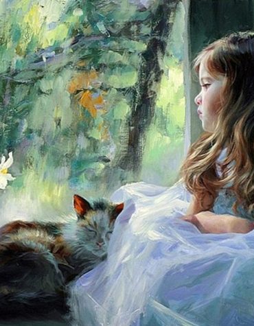 Cat and Girl Companions Paint By Numbers
