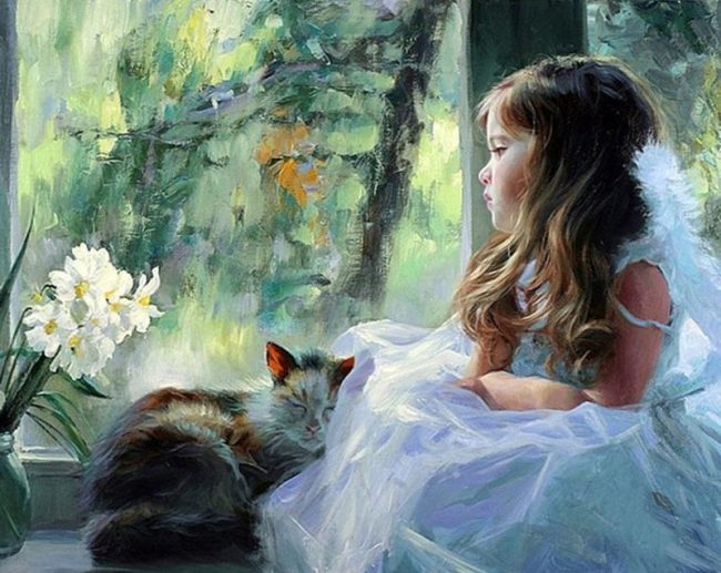 Cat and Girl Companions Paint By Numbers