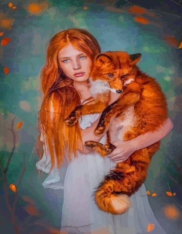 Red Fox And Girl Paint By Numbers