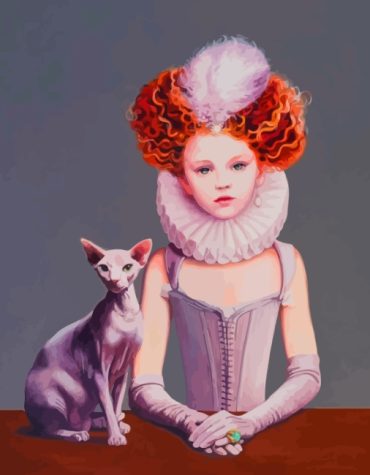 Girl and Sphinx Cat Paint By Numbers