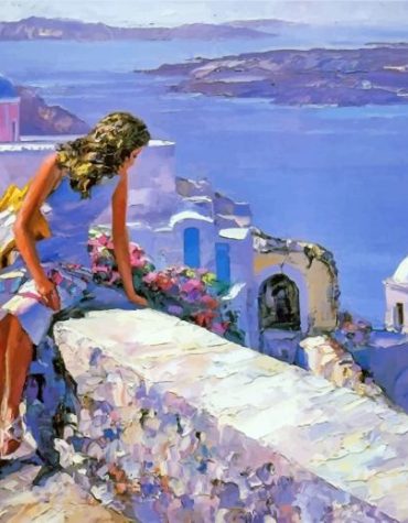 Woman in Santorini Paint By Numbers