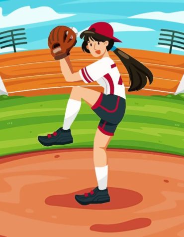 Cartoon Girl Softball Sports Paint By Numbers