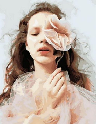 Girl with Floral Pattern Paint By Numbers