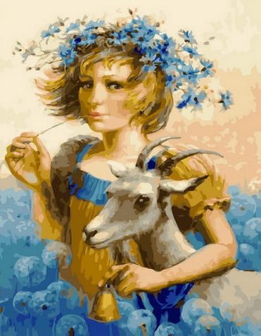 Vintage Girl With Goats Paint By Numbers