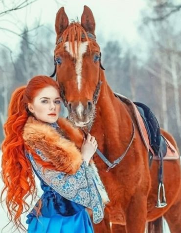 Girl and Ginger Horse Paint By Numbers