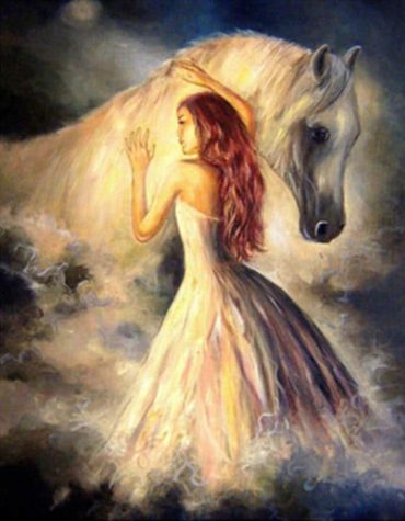 Girl with White Horse Paint By Numbers