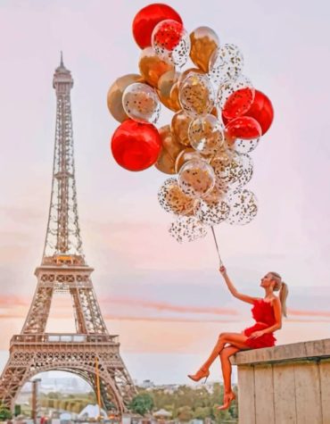 Girl with Balloons in Paris Paint By Numbers
