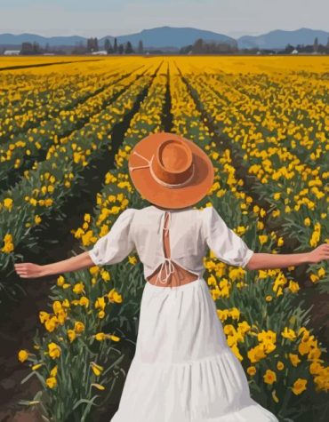 Girl in Daffodil Field Paint By Numbers