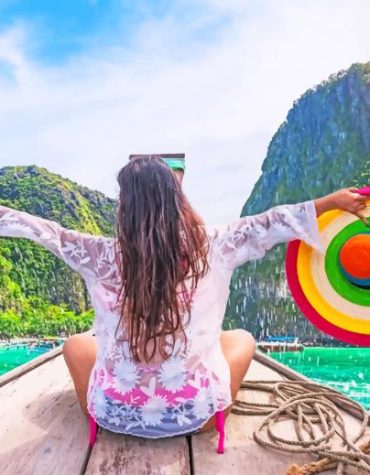 Girl on Maya Bay Beach Paint By Numbers