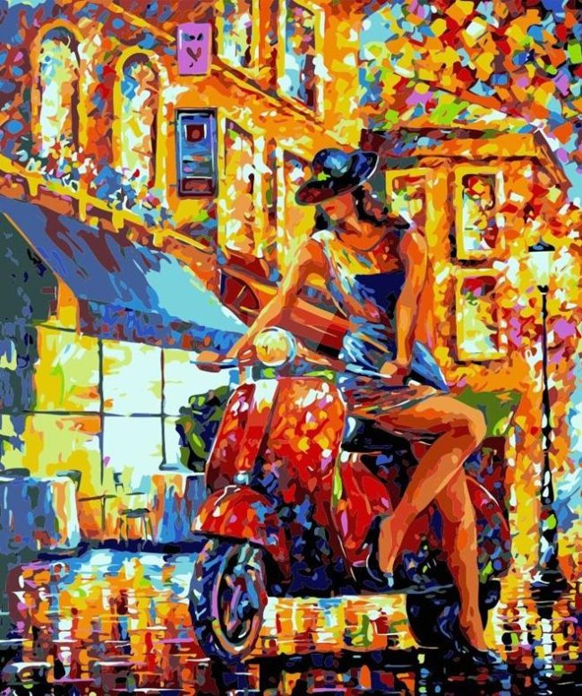 Girl on Roadster Paint By Numbers