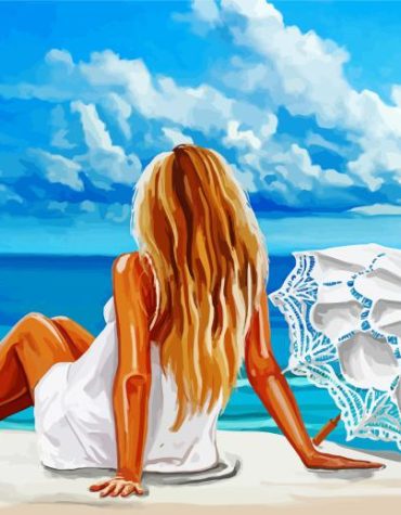 Girl Beach Scene Paint By Numbers