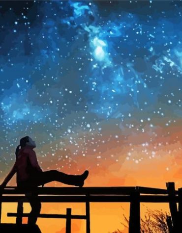 Starry Sky Girl Silhouette Paint By Numbers